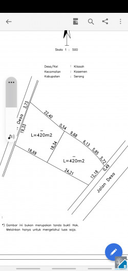 Tanah menghadap dua jalan raya SERANG