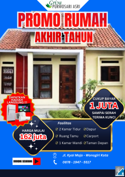 Promo Rumah Akhir Tahun Wonogiri Kota